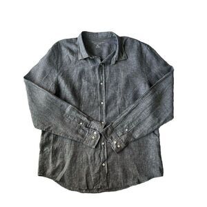 Bloomingdale's The Men's Store Linen Casual Collar Gray Long Sleeve Shirt Sz XL